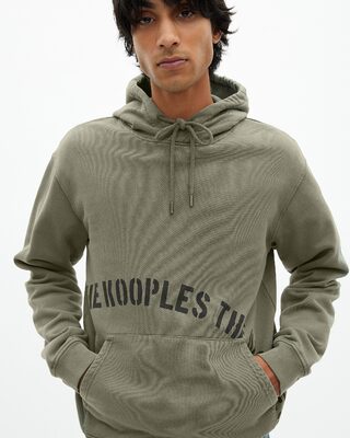 Hooded sweatshirt with khaki screen print