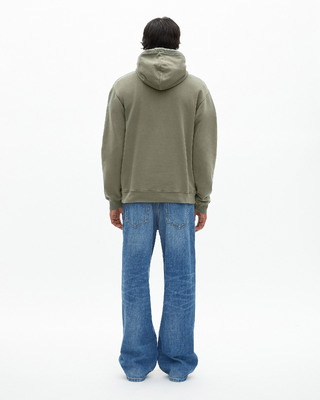 Hooded sweatshirt with khaki screen print