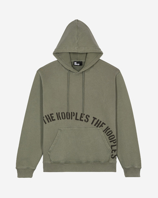 Hooded sweatshirt with khaki screen print