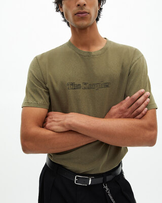 T-shirt with vintage khaki effect logo