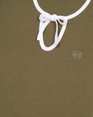 Khaki T-shirt with drop collar
