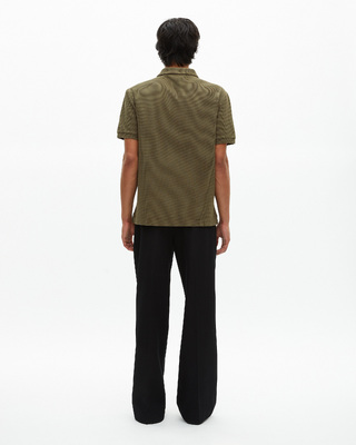 Khaki honeycomb polo shirt with crest