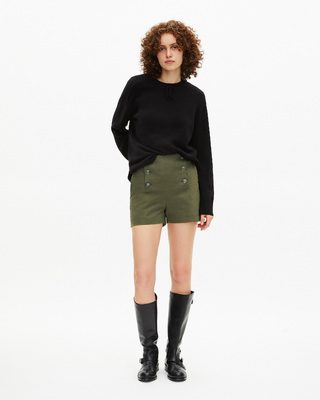 Khaki double-breasted straight shorts