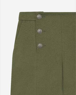 Khaki double-breasted straight shorts
