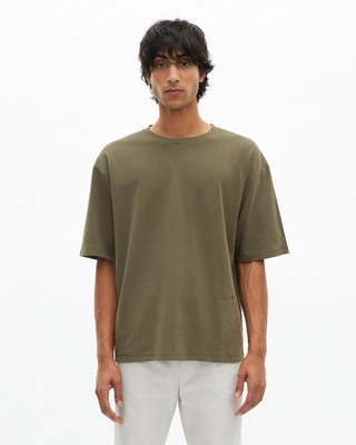 Mixed large plain khaki T-shirt