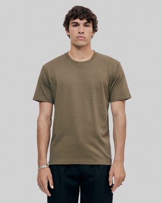 Mixed T-shirt, straight, plain khaki