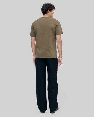 Mixed T-shirt, straight, plain khaki