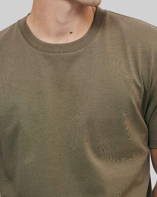 Mixed T-shirt, straight, plain khaki