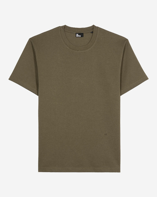 Mixed T-shirt, straight, plain khaki