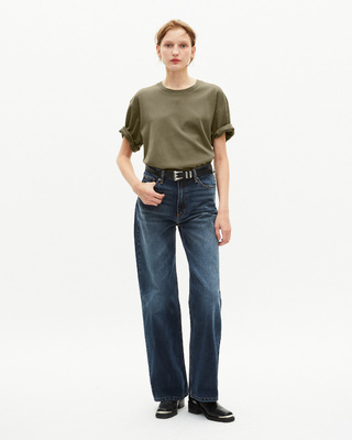 Mixed T-shirt, straight, plain khaki
