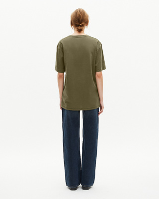 Mixed T-shirt, straight, plain khaki