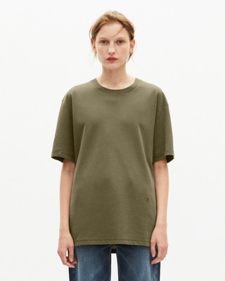 Mixed T-shirt, straight, plain khaki