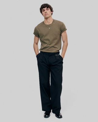 Mixed T-shirt, straight, plain khaki