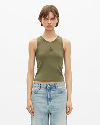 Tank top with khaki crest
