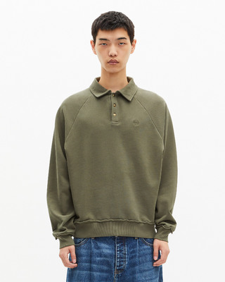 Khaki polo-neck sweatshirt