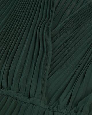 Green pleated long dress