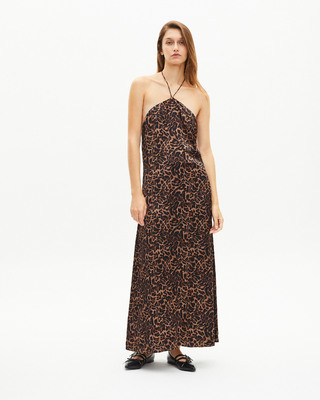 Leopard print sleeveless maxi dress