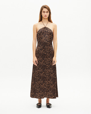 Leopard print sleeveless maxi dress