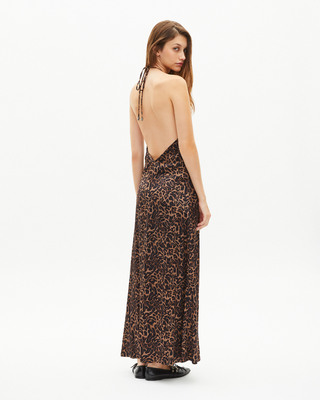 Leopard print sleeveless maxi dress