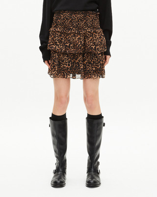 Short skirt with leopard print ruffles