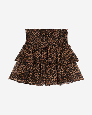 Short skirt with leopard print ruffles