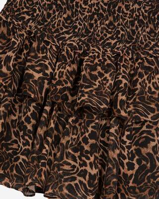 Short skirt with leopard print ruffles