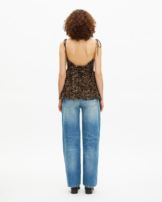 Top with leopard print ruffles