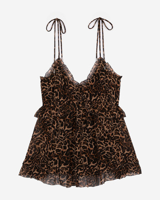 Top with leopard print ruffles