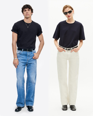 Mixed plain T-shirt navy blue