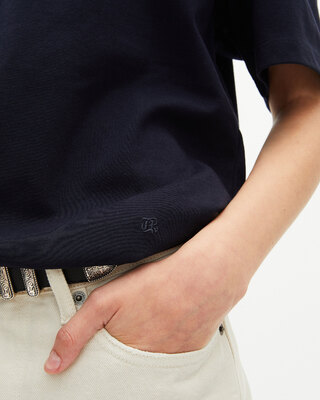 Mixed plain T-shirt navy blue