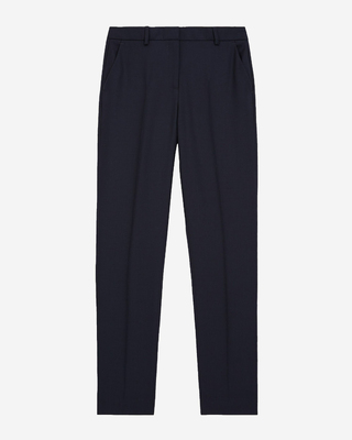 Navy blue slim-fit wool tailored trousers