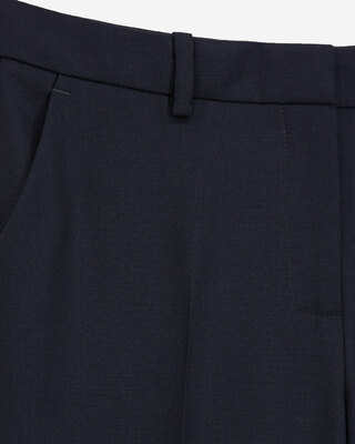Navy blue slim-fit wool tailored trousers