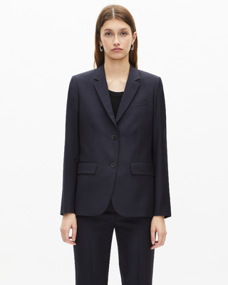 Slim-fit wool suit jacket in navy blue