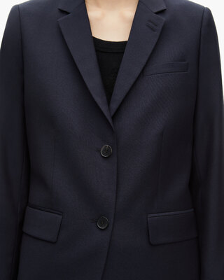 Slim-fit wool suit jacket in navy blue