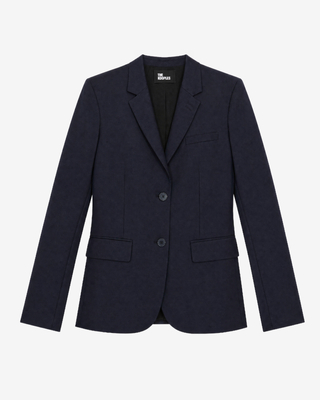 Slim-fit wool suit jacket in navy blue