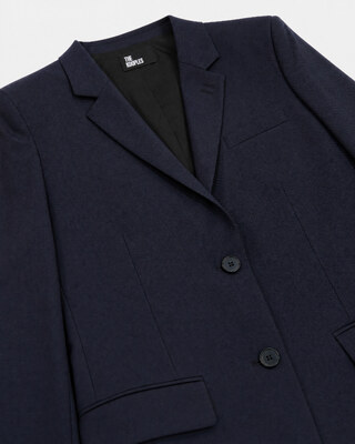 Slim-fit wool suit jacket in navy blue