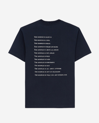 What is blue t-shirt