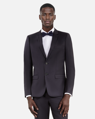 Black and navy silk bow tie