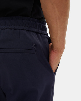 Straight elasticated pants in navy wool