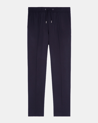 Straight elasticated pants in navy wool