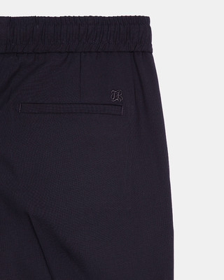 Straight elasticated pants in navy wool