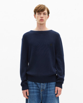 Navy boat-neck sweater