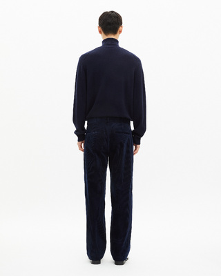 Navy corduroy wide-leg pants