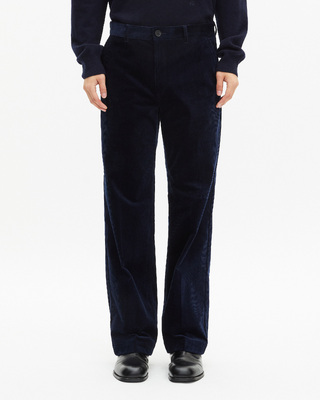 Navy corduroy wide-leg pants