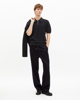 Wide-leg trousers in navy wool