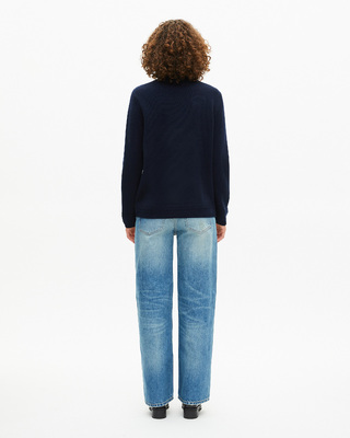 Navy wool stand-up collar sweater