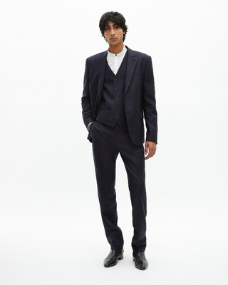 Navy blue wool suit jacket
