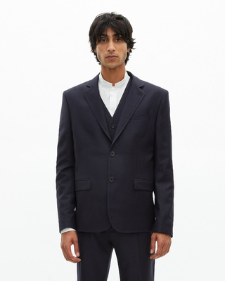 Navy blue wool suit jacket