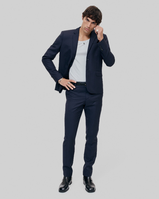 Straight-cut suit jacket in blue wool