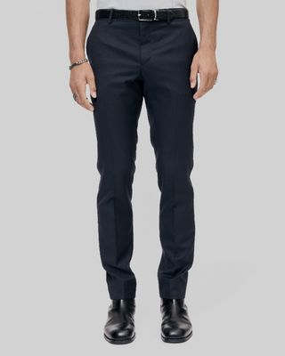 Fitted blue wool suit pants